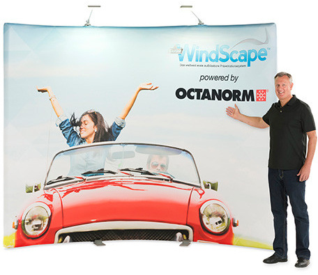 Windscape Faltwand gebogen Aufblasbare Werbeträger, hier: Windscape Faltwand gebogen