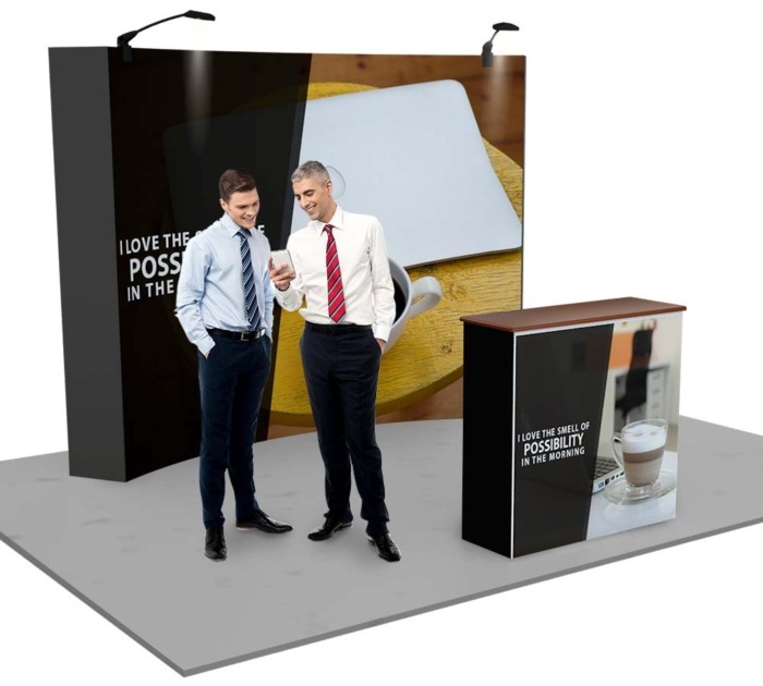 Gebogenes Faltdisplay Pop-Up MODULAR | individuell erweiterbar durch einzelne Module | ein- und beidseitig faltdisplay-pop-up-modular-gebogen