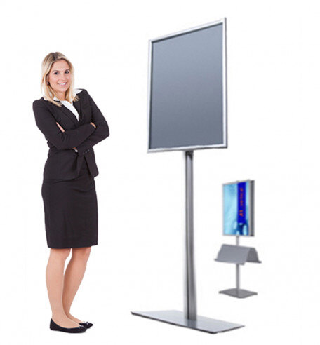 Infoboard: Info Pole A | Plakatständer mit Alu-Klapprahmen und Prospektablage infoboard-info-pole-a