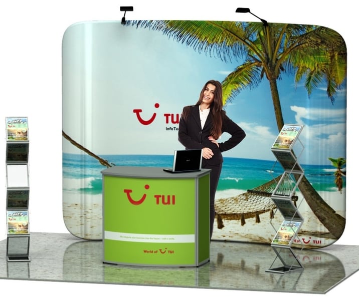 Mobiler Messestand für eine einfache und schnelle Präsentation: Textil Evolution Set 001 | leichter Aufbau messeset-faltwand-textil-evolution-001