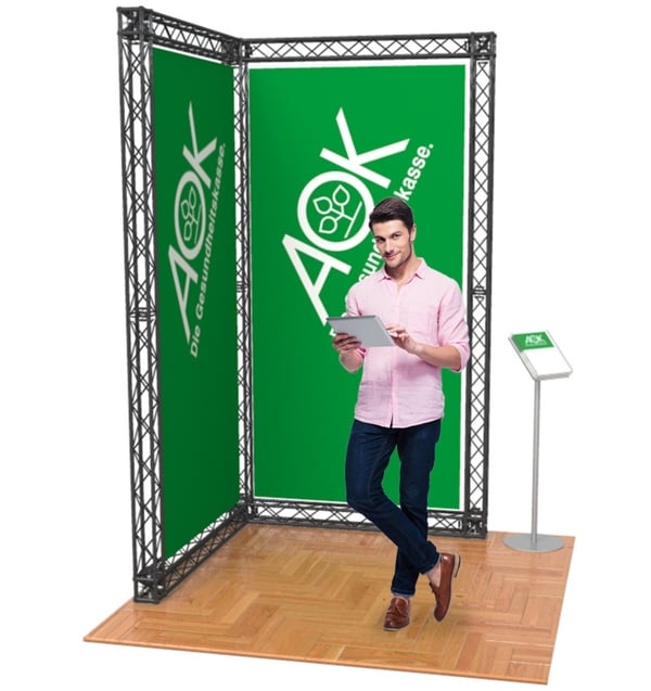 Messestand Traversensysteme L1-Form bis 50m² Stand | flexibel und schnell ohne Werkzeug aufbauen messestand-traversen-l1-form-1600-x-1600-mm