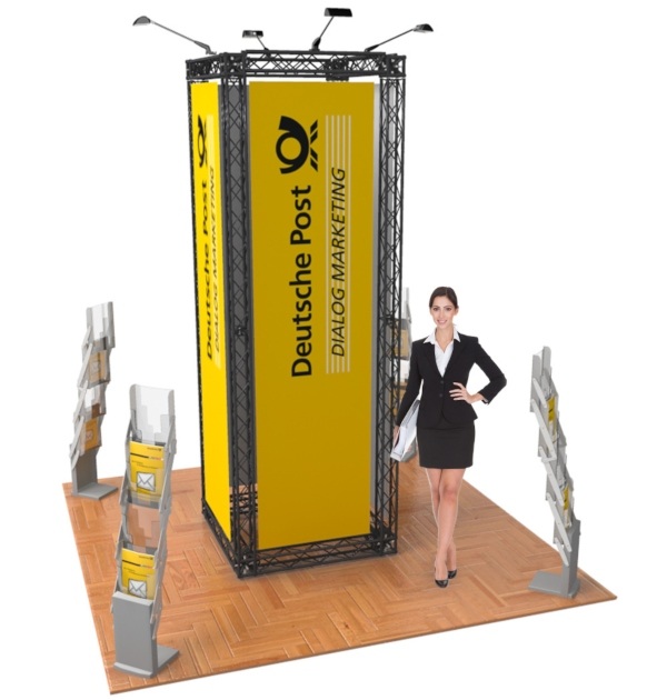 Messestand Traversen Säulen Form | Traversensysteme | flexibel und schnell ohne Werkzeug aufbauen messestand-traversen-s-form