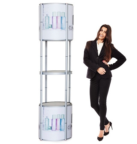 Runde Spiral Vitrinensäule inkl. Druck | Vitrinenbeleuchtung | extravagant mit edlem Design spiral-vitrinensaeule-druck-rund